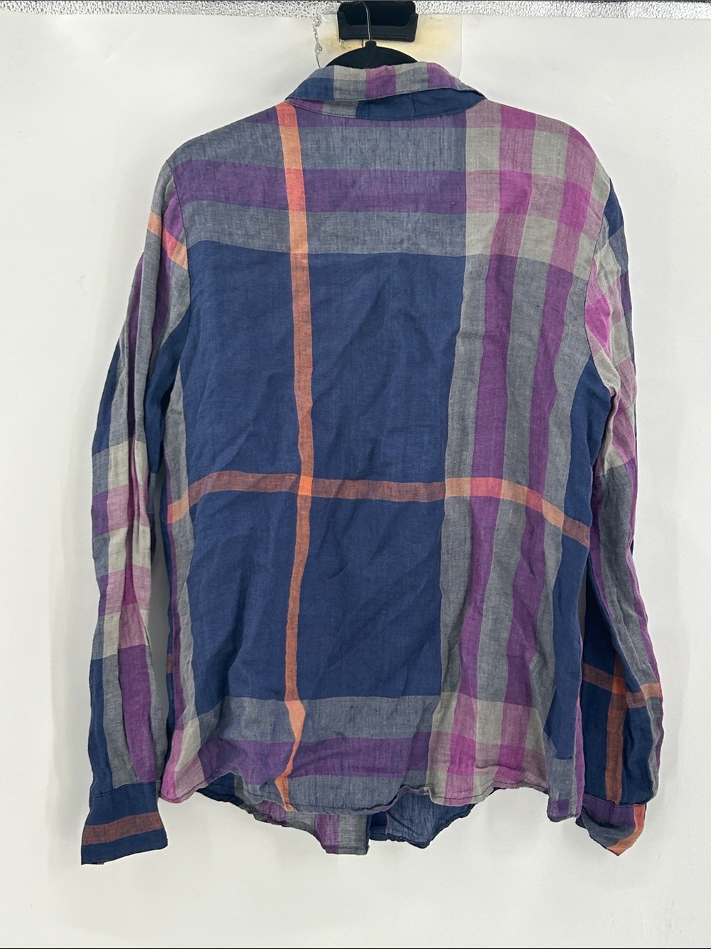 CP Shades Mens Large 100% Linen Plaid Button Down Shirt Made in USA L - Picture 5 of 6